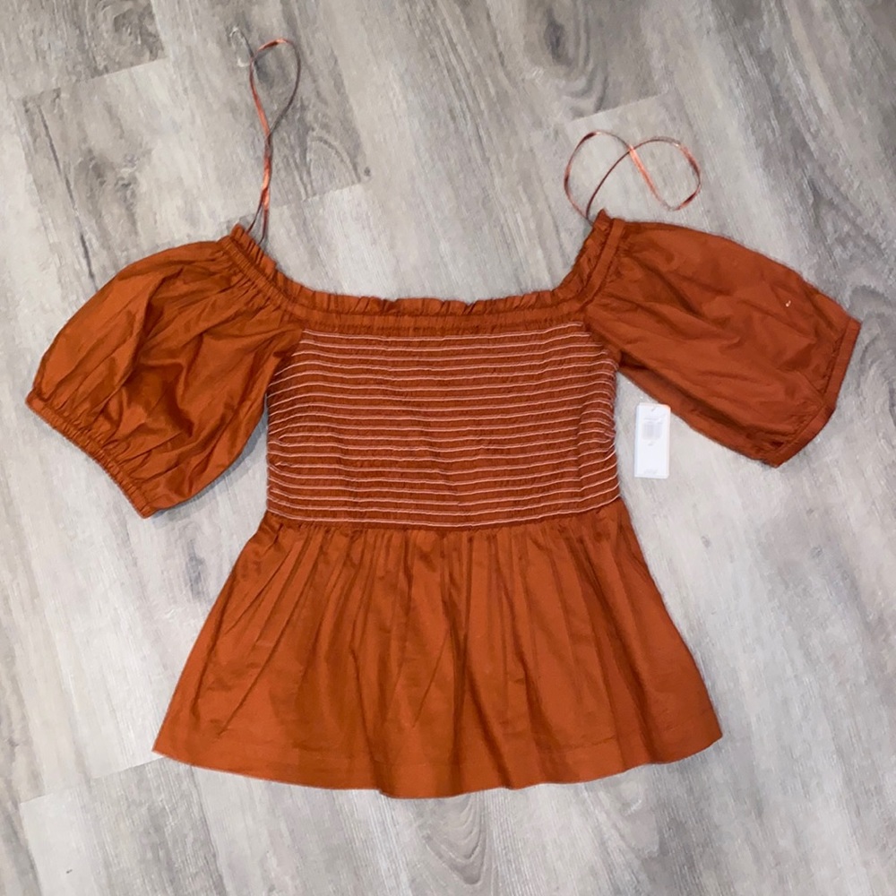 Babydoll Rutched puffy sleeve top